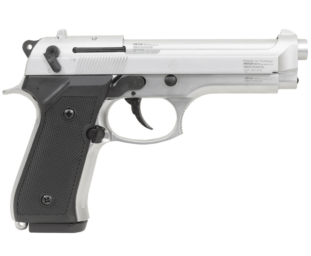 Макет охолощенный пистолета MOD92 (Beretta 92) хром к.9мм