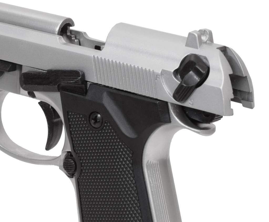 Макет охолощенный пистолета MOD92 (Beretta 92) хром к.9мм (3)