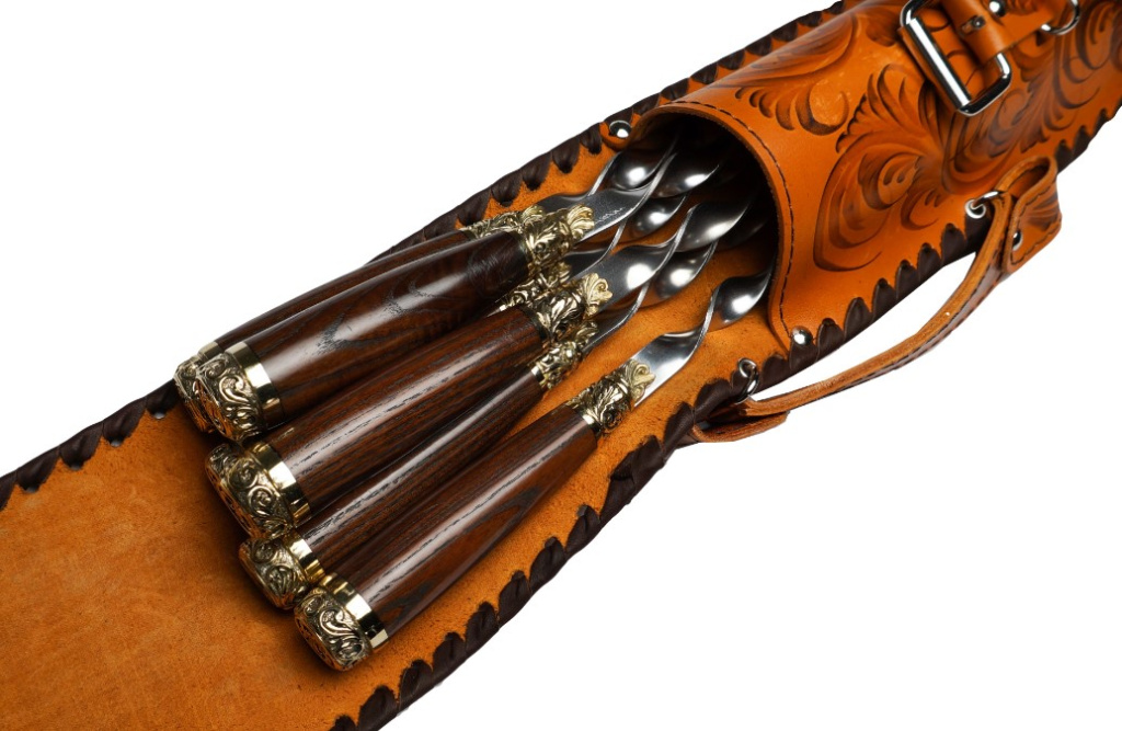 Набор шампуров в колчане №2 с ножом подарочный