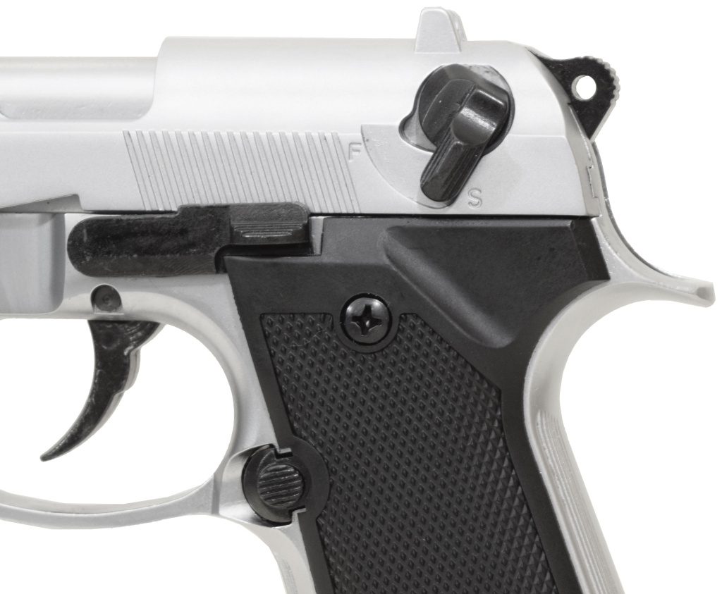 Макет охолощенный пистолета MOD92 (Beretta 92) хром к.9мм (2)
