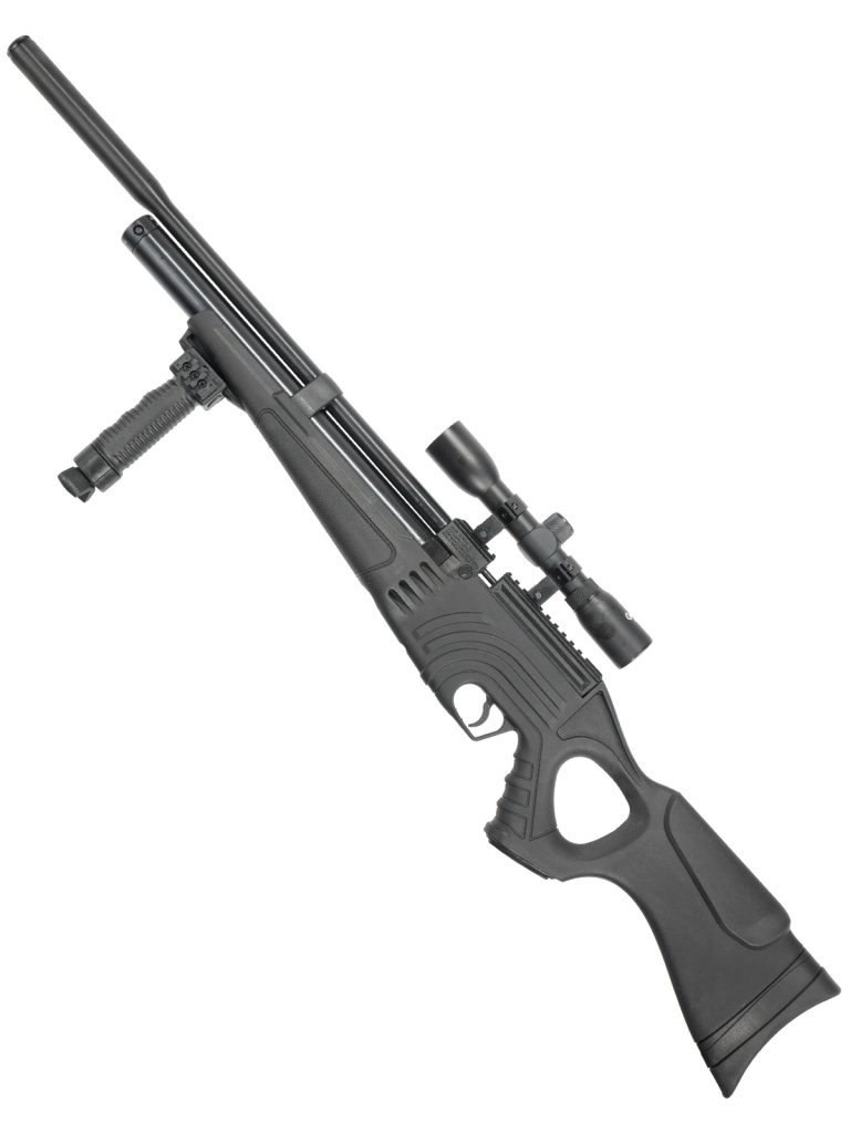 PCP Пневматическая винтовка Hatsan FLASH 101 QE SET k.5.5мм (насос+прицел+сошки+чехол+пульки)